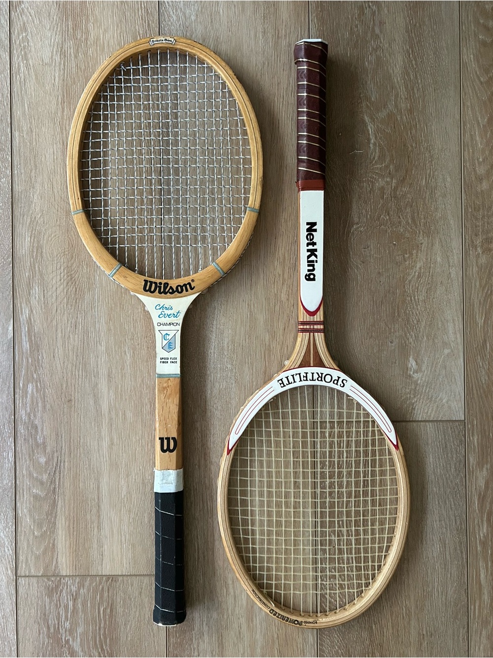 Set of 2 wooden tennis rackets - Wilson & NetKing